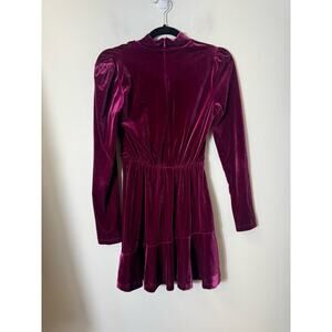 Velvet Long Sleeve Kids Dress - Burgundy